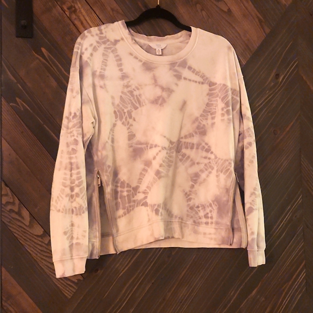 AWESOME TIE DYE GREY CREW WITH ZIPPER SIDED SMALL